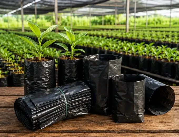 Bolsas negras para plantas, viveros y semilleros
