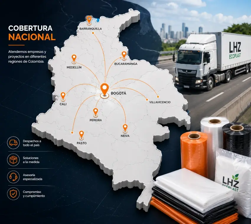 Cobertura comercial y logística de LHZ Ecoplast en Colombia