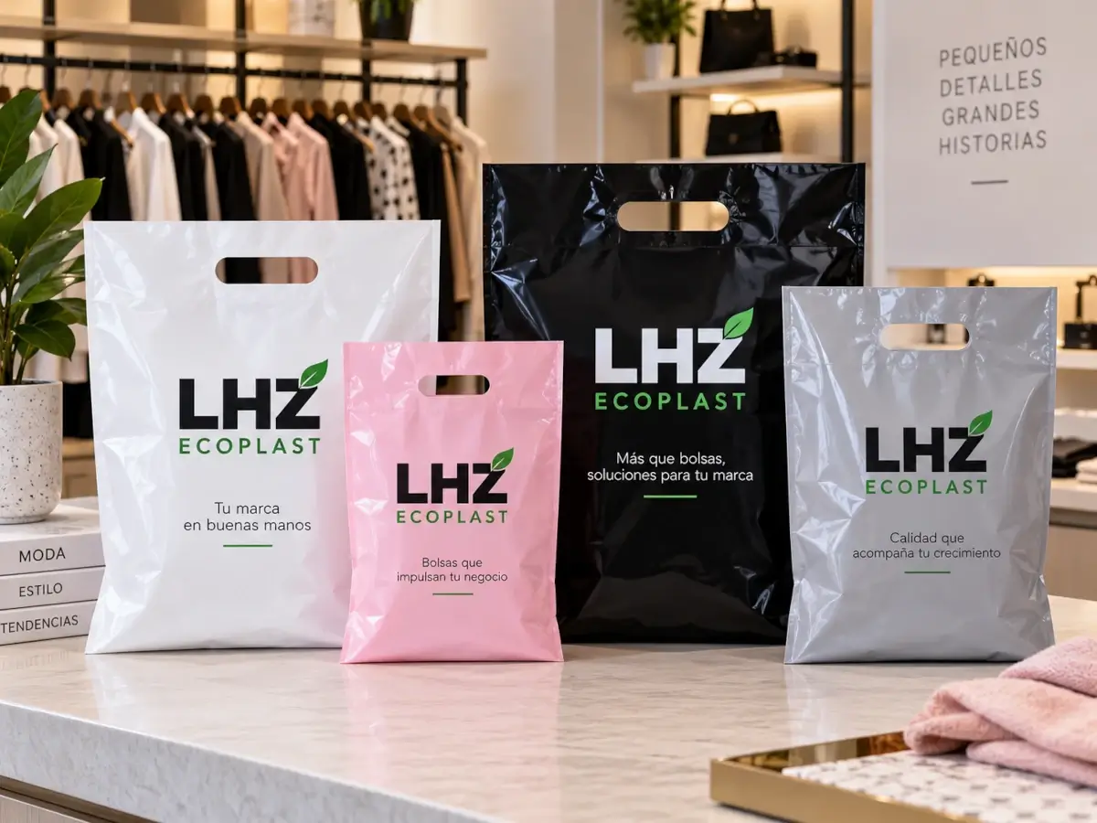 Bolsa plástica tipo boutique con manija troquelada